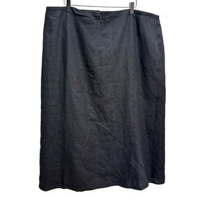 Talbots Black 100% Linen Midi Skirt Size 24 Neutral
